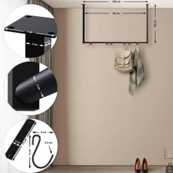 CLP Kledingrek Fenton 60x100x7 cm - zwart New