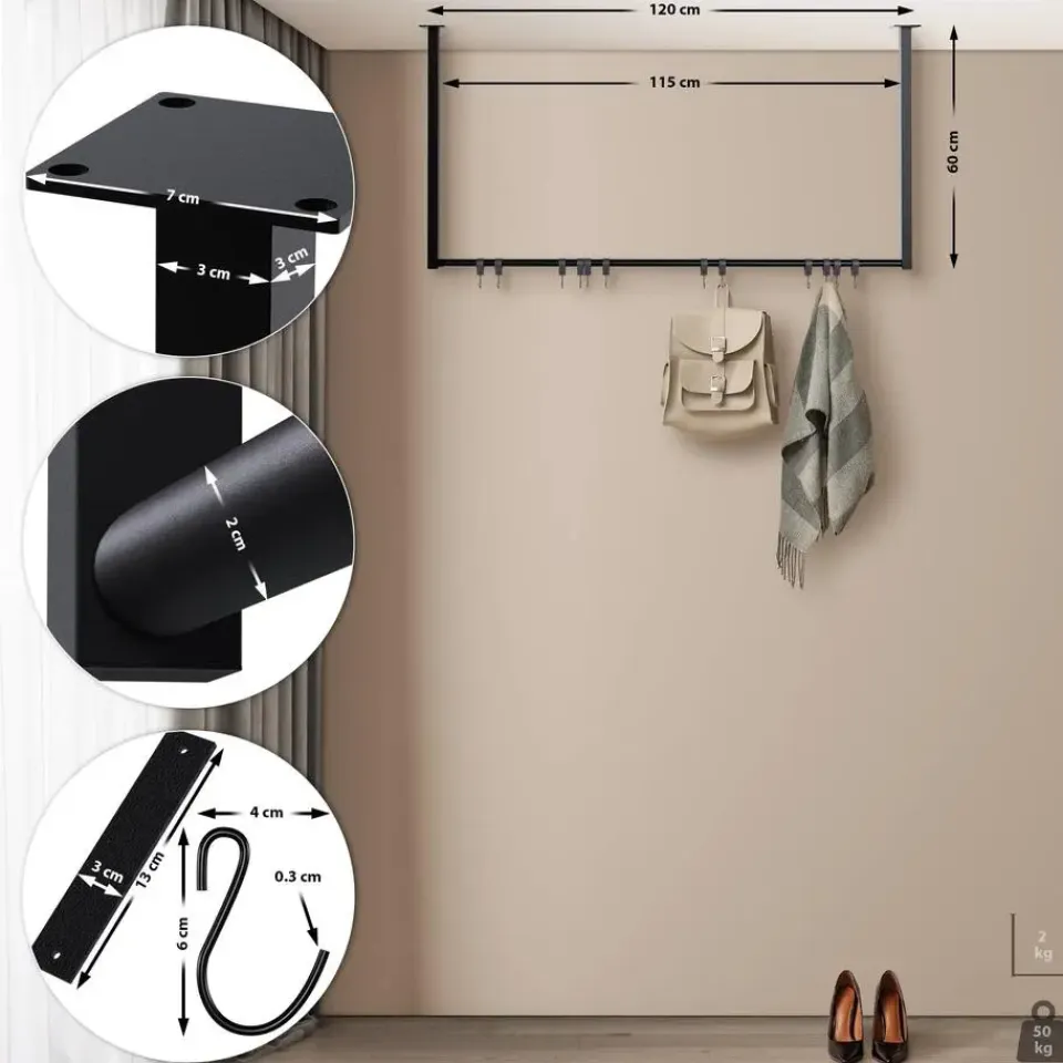 CLP Kledingrek Fenton 60x120x7 cm - zwart Sale