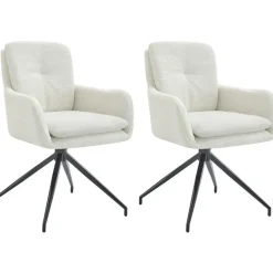 CLP Set van 2 Eetkamerstoel Pickett mat zwart Frame - Stof - creme New