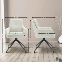 CLP Set van 2 Eetkamerstoel Pickett mat zwart Frame - Stof - creme New