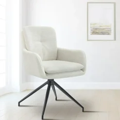 CLP Set van 2 Eetkamerstoel Pickett mat zwart Frame - Stof - creme New