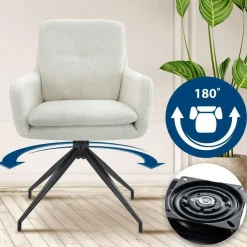 CLP Set van 2 Eetkamerstoel Pickett mat zwart Frame - Stof - creme New