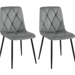 CLP Set van 2 Eetkamerstoel Clairton zwart Frame - Fluweel - donkergrijs Clearance