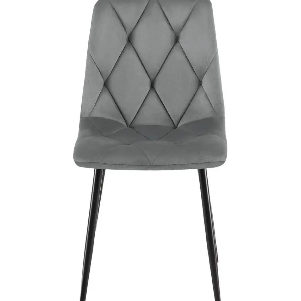 CLP Set van 2 Eetkamerstoel Clairton zwart Frame - Fluweel - donkergrijs Clearance