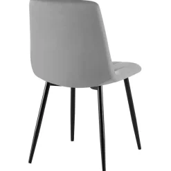 CLP Set van 2 Eetkamerstoel Clairton zwart Frame - Fluweel - donkergrijs Clearance