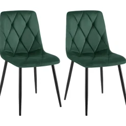 CLP Set van 2 Eetkamerstoel Clairton zwart Frame - Fluweel - groen