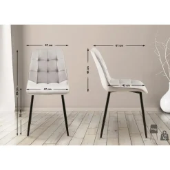 CLP Set van 2 Eetkamerstoel Gifford mat zwart Frame - Fluweel - grijs Sale