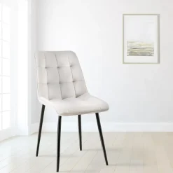 CLP Set van 2 Eetkamerstoel Gifford mat zwart Frame - Fluweel - grijs Sale