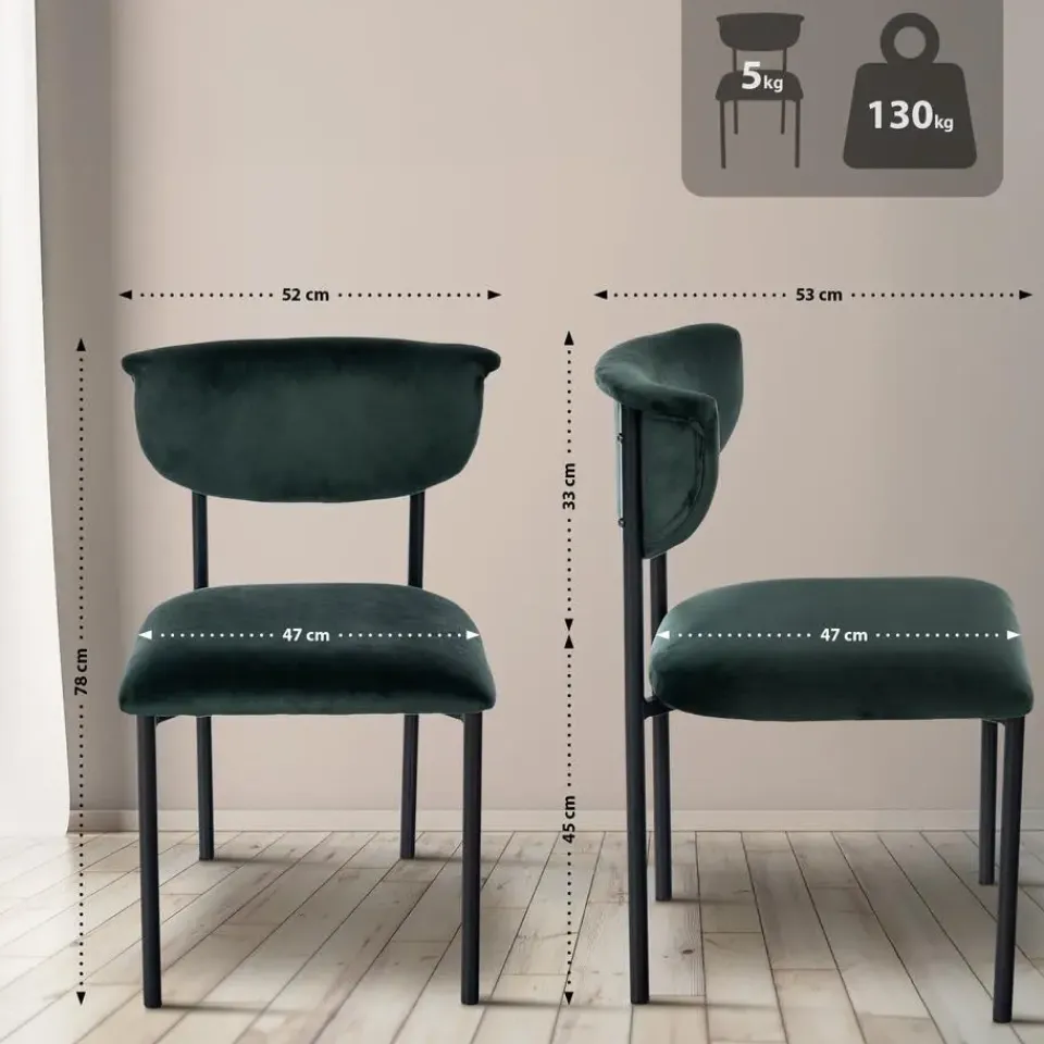 CLP Set van 2 Eetkamerstoel Gambell Fluweel - donkergroen Sale