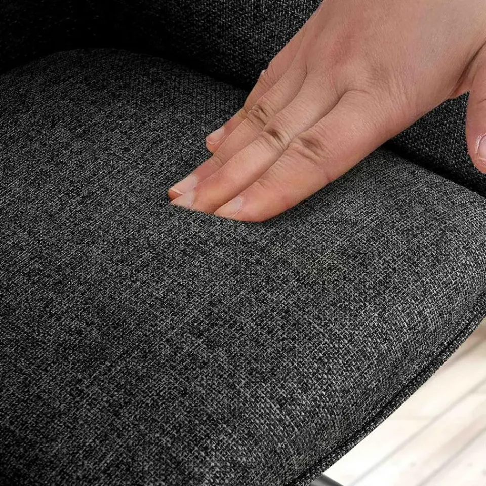 CLP Set van 2 Eetkamerstoel Tipton zwart Frame - Stof - donkergrijs Sale