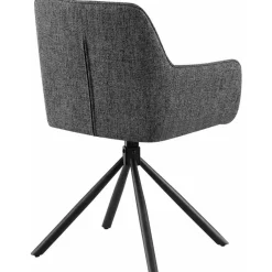 CLP Set van 2 Eetkamerstoel Tipton zwart Frame - Stof - donkergrijs Sale