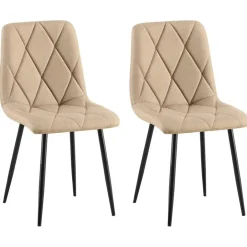 CLP Set van 2 Eetkamerstoel Clairton zwart Frame - Stof - taupe Best