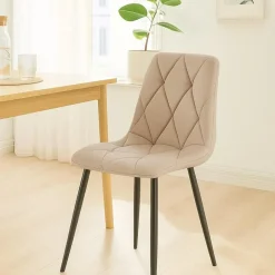 CLP Set van 2 Eetkamerstoel Clairton zwart Frame - Stof - taupe Best