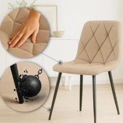 CLP Set van 2 Eetkamerstoel Clairton zwart Frame - Stof - taupe Best