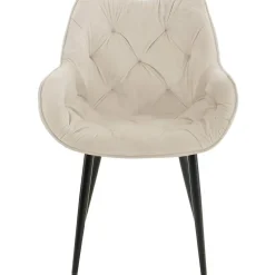 CLP Set van 4 Eetkamerstoel Tanna zwart Frame - Fluweel - creme Discount