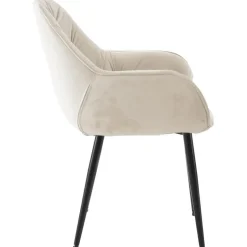 CLP Set van 4 Eetkamerstoel Tanna zwart Frame - Fluweel - creme Discount