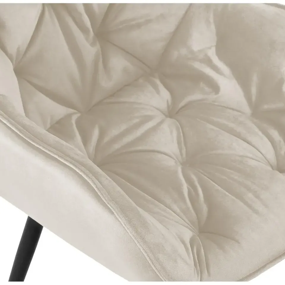 CLP Set van 4 Eetkamerstoel Tanna zwart Frame - Fluweel - creme Discount