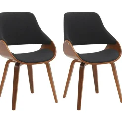 CLP Set van 2 Eetkamerstoel Vangale walnoot Frame - Stof - walnoot/zwart Online