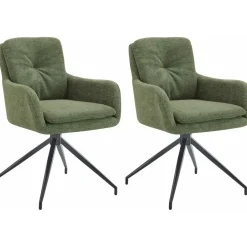 CLP Set van 2 Eetkamerstoel Pickett mat zwart Frame - Stof - groen Clearance