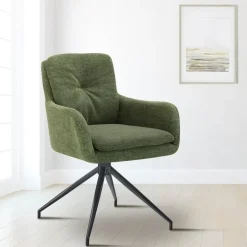 CLP Set van 2 Eetkamerstoel Pickett mat zwart Frame - Stof - groen Clearance