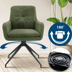 CLP Set van 2 Eetkamerstoel Pickett mat zwart Frame - Stof - groen Clearance