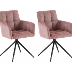 CLP Set van 2 Eetkamerstoel Jonah zwart Frame - Stof - robijnrood Discount