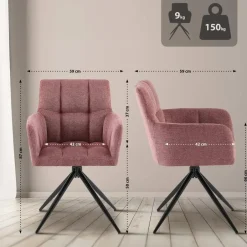 CLP Set van 2 Eetkamerstoel Jonah zwart Frame - Stof - robijnrood Discount