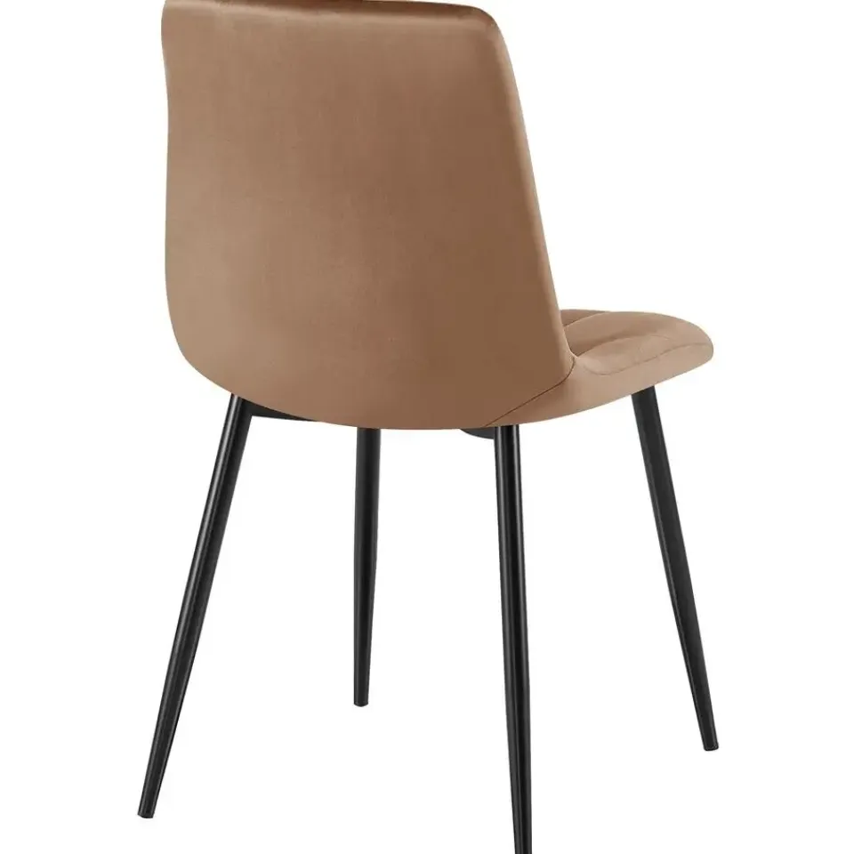 CLP Set van 2 Eetkamerstoel Clairton zwart Frame - Fluweel - bruin Outlet