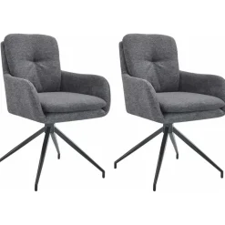 CLP Set van 2 Eetkamerstoel Pickett mat zwart Frame - Stof - donkergrijs Discount