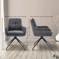 CLP Set van 2 Eetkamerstoel Pickett mat zwart Frame - Stof - donkergrijs Discount