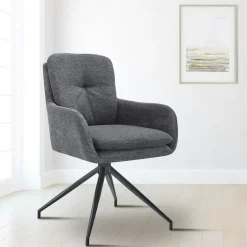 CLP Set van 2 Eetkamerstoel Pickett mat zwart Frame - Stof - donkergrijs Discount