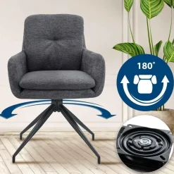 CLP Set van 2 Eetkamerstoel Pickett mat zwart Frame - Stof - donkergrijs Discount