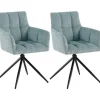 CLP Set van 2 Eetkamerstoel Jonah zwart Frame - Stof - turkis Clearance