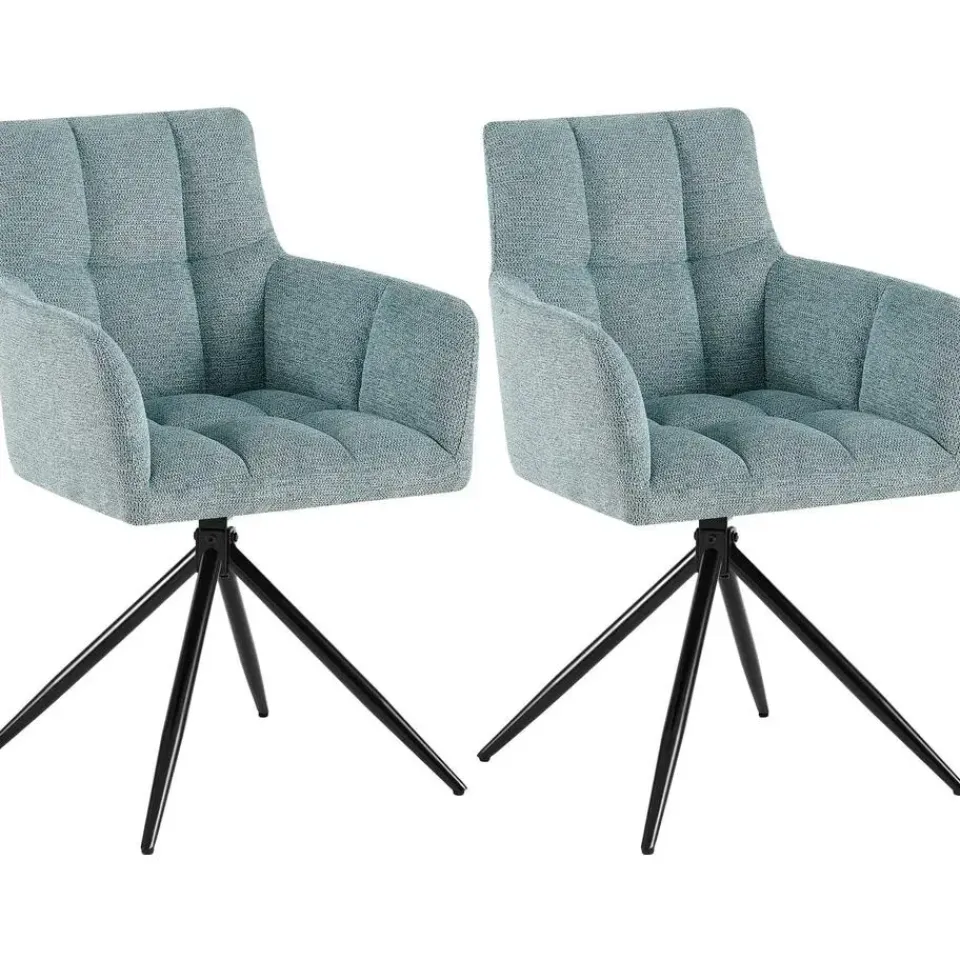 CLP Set van 2 Eetkamerstoel Jonah zwart Frame - Stof - turkis Clearance