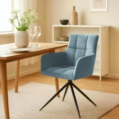 CLP Set van 2 Eetkamerstoel Jonah zwart Frame - Stof - turkis Clearance