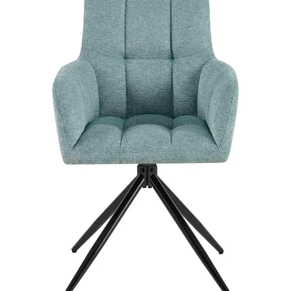 CLP Set van 2 Eetkamerstoel Jonah zwart Frame - Stof - turkis Clearance