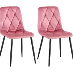 CLP Set van 2 Eetkamerstoel Clairton zwart Frame - Fluweel - roze New