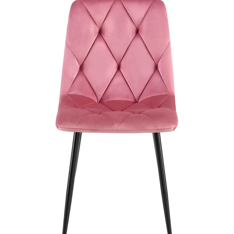 CLP Set van 2 Eetkamerstoel Clairton zwart Frame - Fluweel - roze New