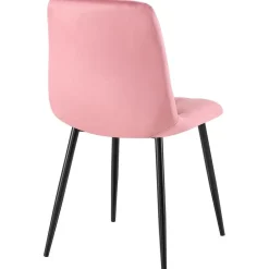 CLP Set van 2 Eetkamerstoel Clairton zwart Frame - Fluweel - roze New