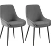 CLP Set van 2 Eetkamerstoel Elmira zwart Frame - Fluweel - donkergrijs Best