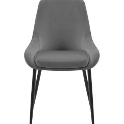 CLP Set van 2 Eetkamerstoel Elmira zwart Frame - Fluweel - donkergrijs Best