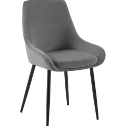 CLP Set van 2 Eetkamerstoel Elmira zwart Frame - Fluweel - donkergrijs Best