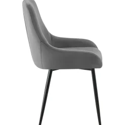 CLP Set van 2 Eetkamerstoel Elmira zwart Frame - Fluweel - donkergrijs Best