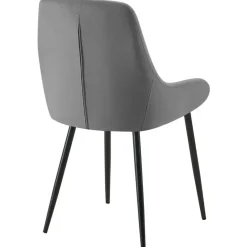 CLP Set van 2 Eetkamerstoel Elmira zwart Frame - Fluweel - donkergrijs Best