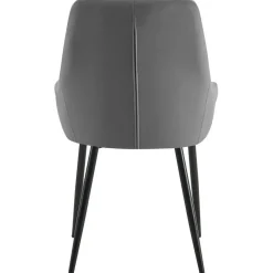 CLP Set van 2 Eetkamerstoel Elmira zwart Frame - Fluweel - donkergrijs Best
