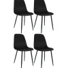 CLP Set van 4 Eetkamerstoel Maryam zwart Frame - Fluweel - zwart Outlet