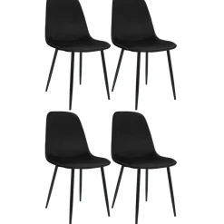 CLP Set van 4 Eetkamerstoel Maryam zwart Frame - Fluweel - zwart Outlet