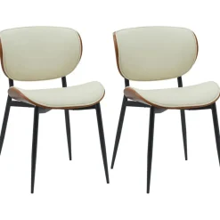 CLP Set van 2 Eetkamerstoel Enid Kunstleer - walnoot/creme Best