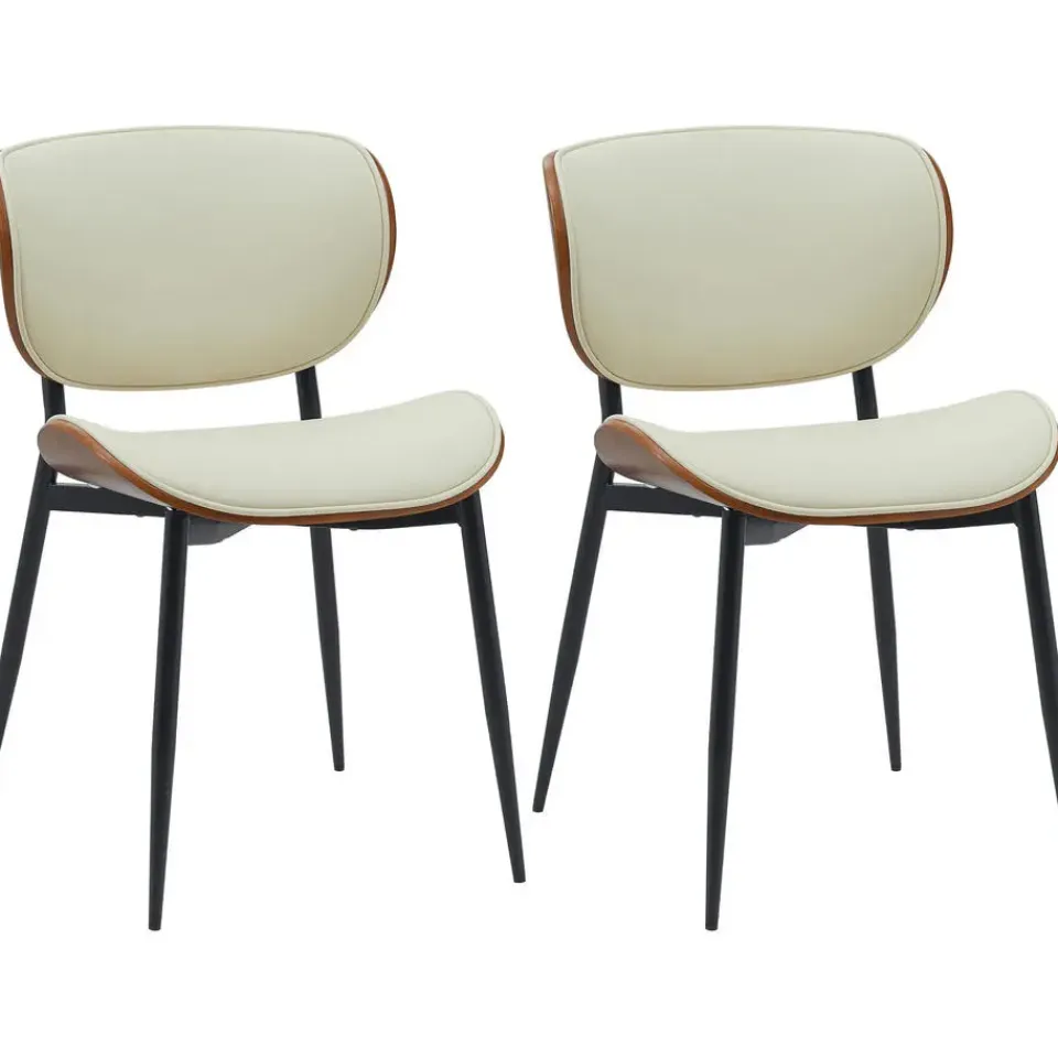 CLP Set van 2 Eetkamerstoel Enid Kunstleer - walnoot/creme Best