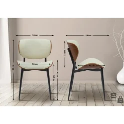 CLP Set van 2 Eetkamerstoel Enid Kunstleer - walnoot/creme Best